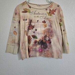 Y2K Studio Gem Q Love Of Autumn 3/4 Sleeve Top